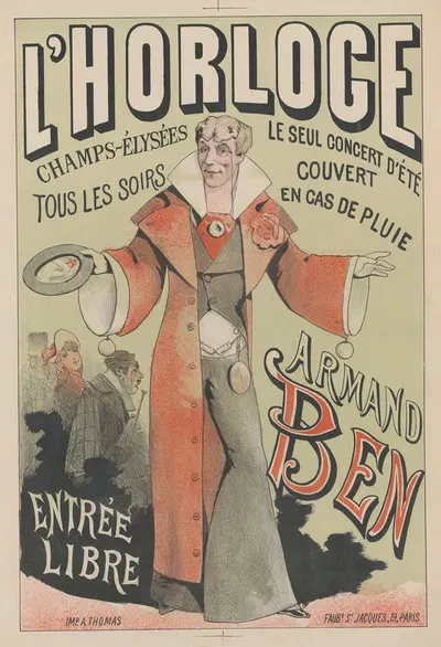 L' Horloge. Champs-Elysées… Armand Ben by Imp. A. Thomas, 1880 — digital art print download