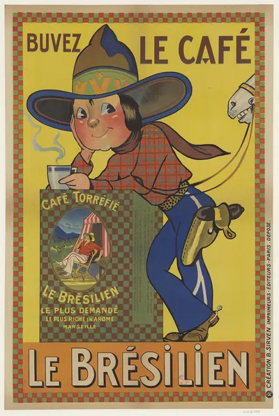 Buvez le café Le Brésilien. Marseille by Imp. B. Sirven, 1920 — digital art print download