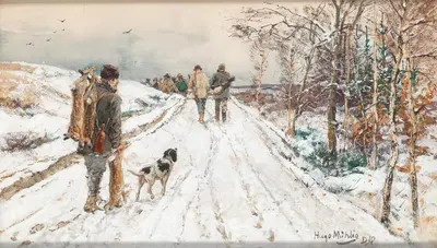 Намек на вечеринку зимой by Хуго Мюлиг — digital art print download