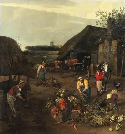 Сельская сцена с крестьянами за работой by Ян Сиберехтс — digital art print download