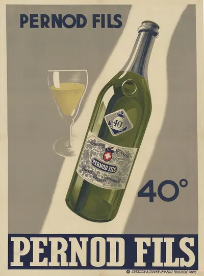 Pernod Fils. 40° affiche by Imp. B. Sirven, 1933 — digital art print download