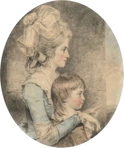 Портрет мисс Дехани Холл (1759-1822) и ее племянника Чарльза Лоуренса (1776-1853) by Джон Даунман, 1759-1822 — digital art…