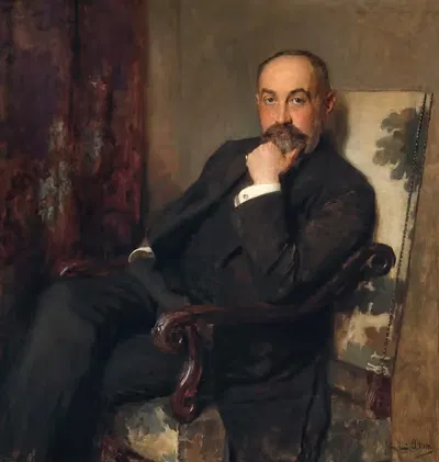 Портрет производителя овечьей шерсти Эмиля Шварца (1863-1939) в кресле by Джон Куинси Адамс, 1863-1939 — digital art print…