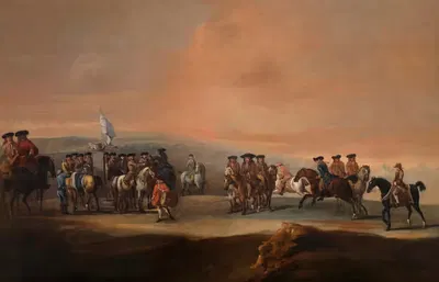 Скачки в Ньюмаркет с Трагонвеллом Фрамптоном (1641-1727) и другими всадниками by Джон Уоттон, 1641-1727 — digital art print…