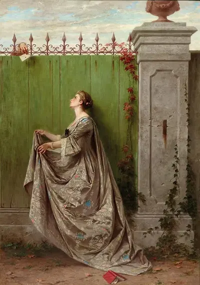 The Love Letter by Luigi Crosio, 1867 — digital art print download