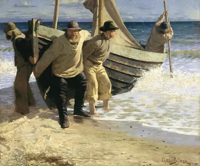 Спуск лодки. Скаген by Оскар Бьёрк, 1884 — digital art print download