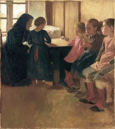 Школа для девочек мадам Хенриксен в Скагене by Оскар Бьёрк, 1884 — digital art print download