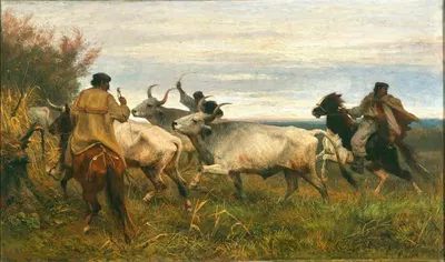 Пастухи, гонящие волов by Отто фон Торен, 1866 — digital art print download