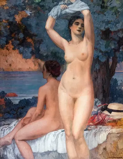 Deux nus devant la mer by Pierre Magnan-Bernard, 1930 — digital art print download