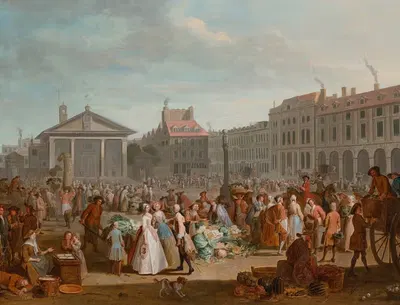 Овощной рынок в Ковент-Гарден by Петер Анджелис, 1726 — digital art print download