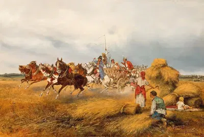 Уборка в Польше, окрестности Кракова by Тадеуш Рыбковский, 1883 — digital art print download