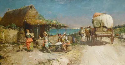 Refreshments at a wayside inn by Cesare Auguste Detti — digital art print download
