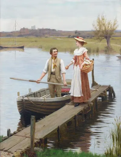 Яблоко для лодочника by Эдмунд Блэр Лейтон — digital art print download