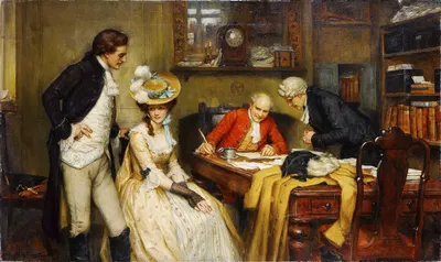 Signing the marriage contract by George Sheridan Knowles — digital art print download