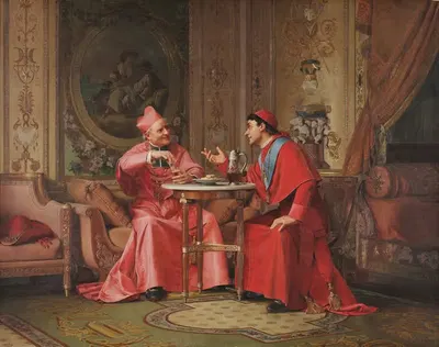 Cardinals' Friendly Chat by Jehan Georges Vibert, 1880 — digital art print download