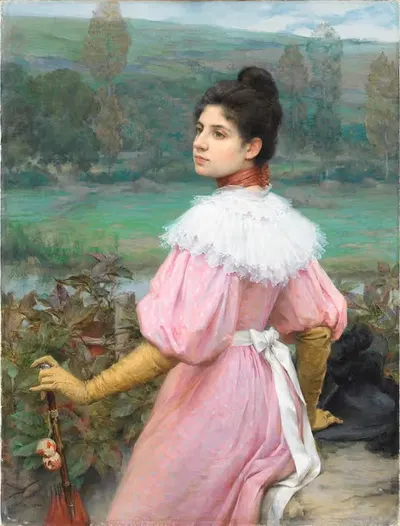 A promenade by the river by Pierre Outin — digital art print download