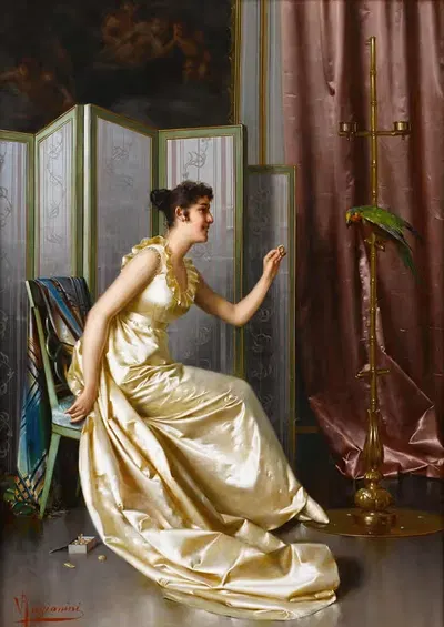 Feeding the parrot by Vittorio Reggianini — digital art print download