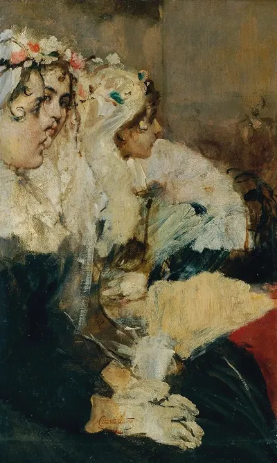 Katechismusprüfung in der Kirche, Ölskizze zur Disputa by Cecil van Haanen, 1890 — digital art print download
