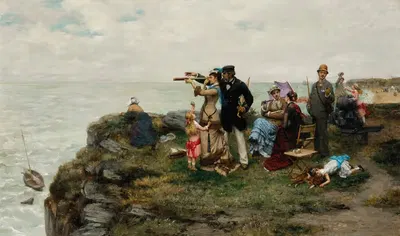 Sur la falaise by Pierre Outin, 1878 — digital art print download
