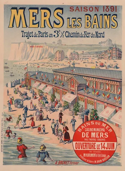Saison 1891. Mers-les-Bains. Chemins de fer du Nord by Imp. Camis, 1891 — digital art print download