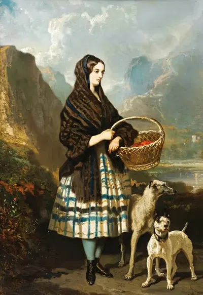 Молодая женщина с собаками by Альфред Де Дрю — digital art print download
