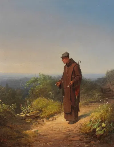 Монах («Она любит меня от всего сердца, немного…») by Карл Спицвег — digital art print download