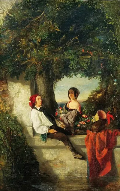 Разговор под деревом by Селестен Нантёй, 1840 — digital art print download