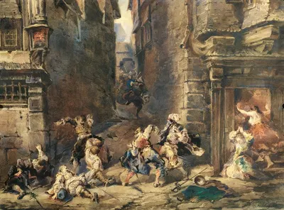 Драка by Эжен Изабе, 1859 — digital art print download