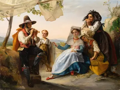 An Italian scene; the flute player by François-Joseph Navez, 1833 — digital art print download