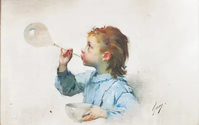 Fillette à la bulle de savon by Jean Geoffroy — digital art print download