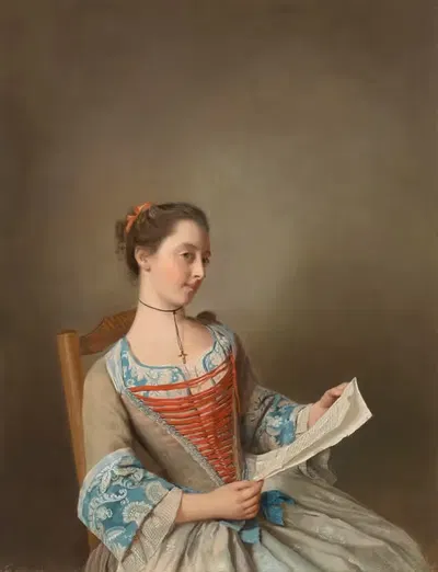 ‘Читающая’ (Портрет Сюзанны Льюис, сидящей) by Жан-Этьен Лиотар, 1755 — digital art print download