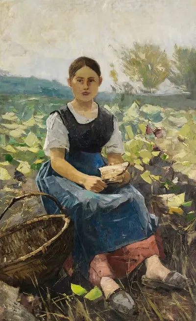 Девушка в капустном поле by Карл Хагемейстер, 1886 — digital art print download