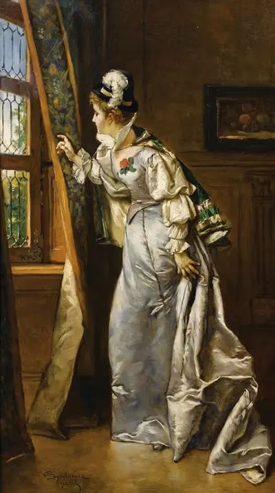 Elégante à la fenêtre by Władysław Bakałowicz — digital art print download