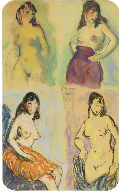 Four Studies of a Nude by Robert Henri, 1918 — digital art print download
