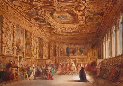 Зал Сената, Дворец дожа, Венеция by Уильям Генри Лейк Прайс, 1839 — digital art print download