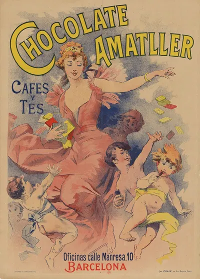 Chocolate Amatller, cafes y tes. Oficinas calle Manresa, 10, Barcelona by Imp. Chaix, 1893 — digital art print download