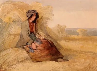 Молодая женщина, отдыхающая в кукурузном поле by Эдвард Дункан — digital art print download