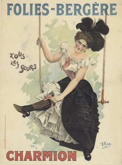 Folies-Bergère. Tous les soirs, Charmion by Imp. Chaix, 1898 — digital art print download