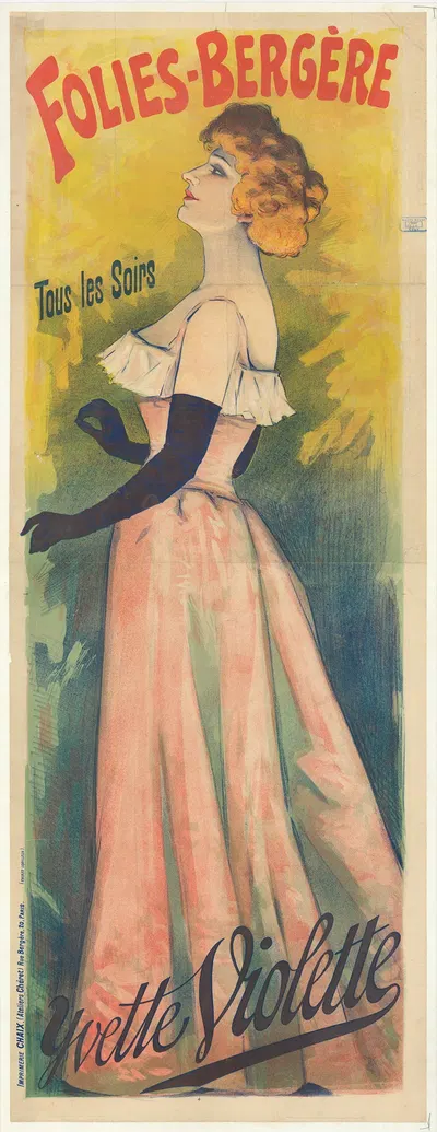 Folies-Bergère. Yvette Violette by Imp. Chaix, 1897 — digital art print download