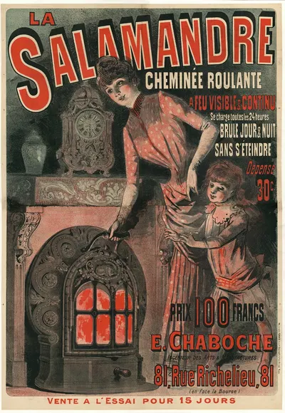 La Salamandre, cheminée roulante à feu visible et continu by Imp. Chaix, 1886 — digital art print download