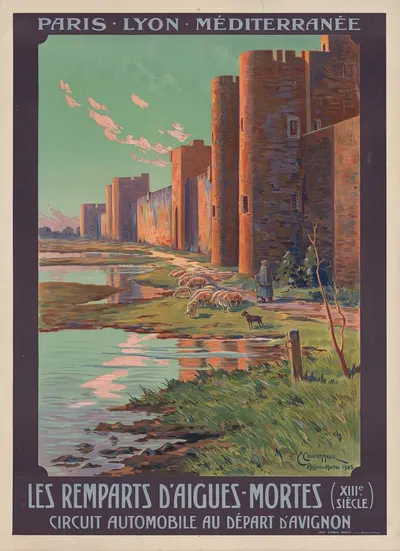 Les remparts d'Aigues-Mortes (XIIIe siècle) – Circuit automobile au départ d'Avignon by Imp. Chaix, 1923 — digital art…