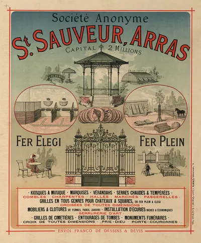 St Sauveur Arras by Imp. Chaix, 1885 — digital art print download