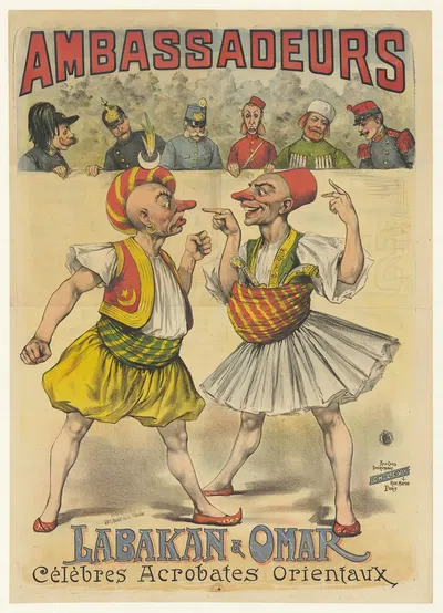 Ambassadeurs. Labakan & Omar, célèbres acrobates orientaux by Imp. Charles Lévy, 1895 — digital art print download
