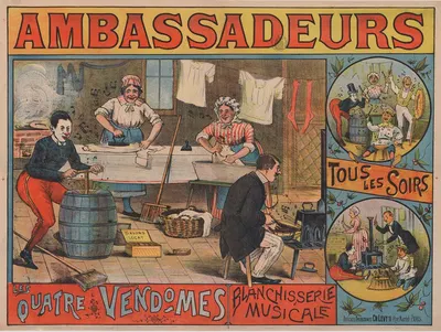Ambassadeurs. Les Quatre Vendomes – blanchisserie musicale by Imp. Charles Lévy, 1888-1894 — digital art print download