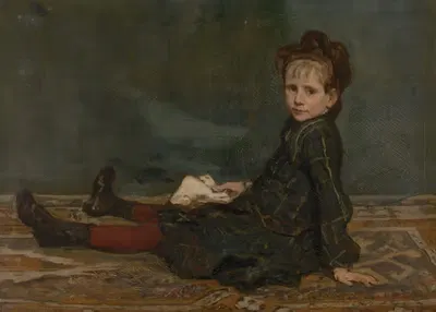Девушка, сидящая на ковре by Альфред Клюйзенаар, 1882 — digital art print download