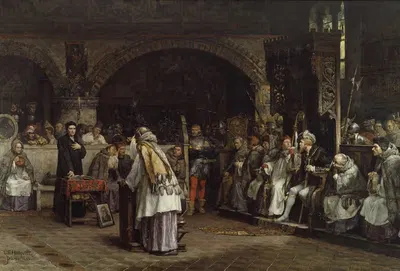 Religious Discourse between Olaus Petri and Peder Galle by Carl Gustaf Hellqvist, 1883 — digital art print download