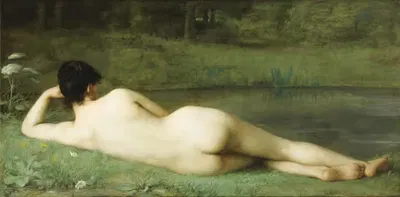 Ню, лежащая by Эммануэль Беннер, 1883 — digital art print download