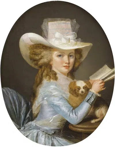 Portrait d'une jeune femme avec son chien by Henri Nicolas van Gorp — digital art print download
