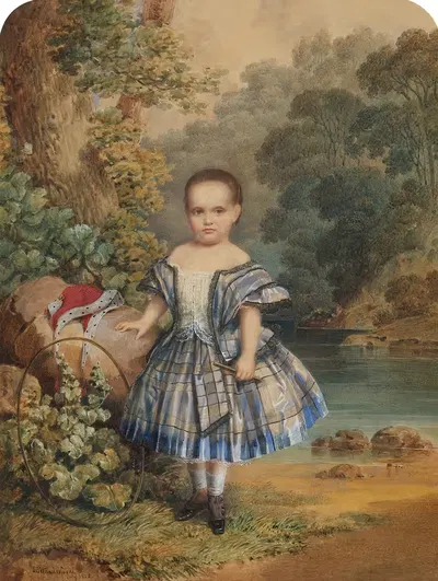 Девочка с обручем by Хуан Бакингем Уандесфорде, 1858 — digital art print download