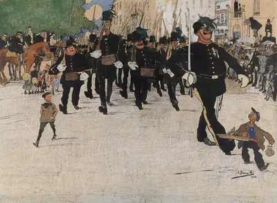 Парад гражданской стражи в Генте by Жюль де Брюйкер, 1912 — digital art print download